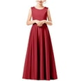 thumbnail image 2 of hengsof Girls Formal Gown Solid Color Sleeveless Round Neck Long Party Dress for Performance Celebration Special Occasion Wear for 2-13 Years Old, 2 of 5