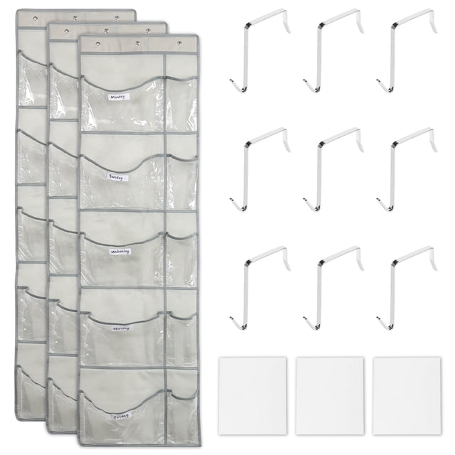 3Pcs Weekly Clothes Organizer 5 Layers Transparent Days of Week Clothes Organizer with 10 Pockets Multipurpose Monday through Friday Clothes Organizer for Kids Shirts School Uniforms-gray-