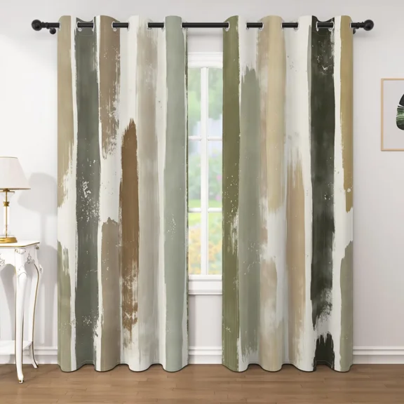 Lfeey Abstract Blackout Curtain For Bedroom Living Room 63 Inch Long, Room Darkening Grommet Curtain, 2 Panels