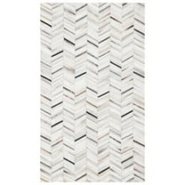 SAFAVIEH Studio Leather Katelyn Geometric Area Rug, Ivory/Grey, 3' x 5'