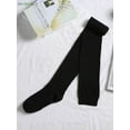 thumbnail image 5 of BadPiggies 2 Pairs Extra Long Cotton Thigh High Socks Womens (Black), 5 of 6