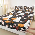 thumbnail image 4 of Manfei Halloween Ghosts Queen Sheets,Rustic Pumpkin Queen Sheet Sets,Black,4pcs,1 Flat Sheet, 1 Fitted Sheet and 2 Pillowcases, 4 of 6