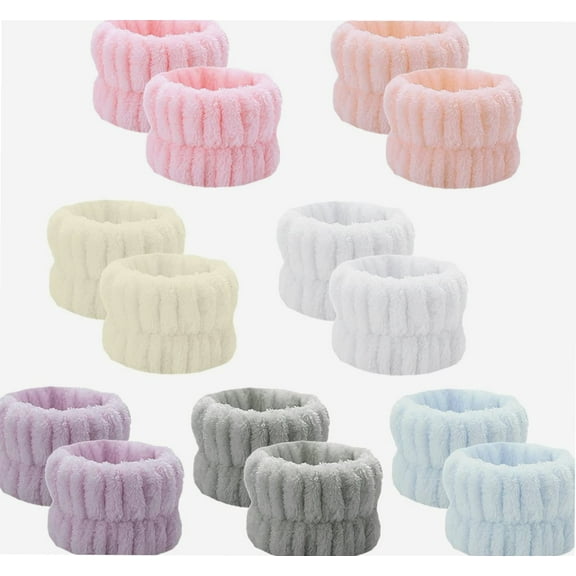 14PCS Wrist Washband Set, Face Washing Wristbands, Microfiber Wrist Spa Wash Towel Band, Absorbent Wrist Sweatband Prevent Water Dripping Down Your Arms for Women Girls