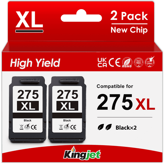 275XL Black Ink Cartridge for Canon 275 275XL Ink Cartridge for PG275 XL for PIXMA TS3722 TR4722 Printer (2 Black)