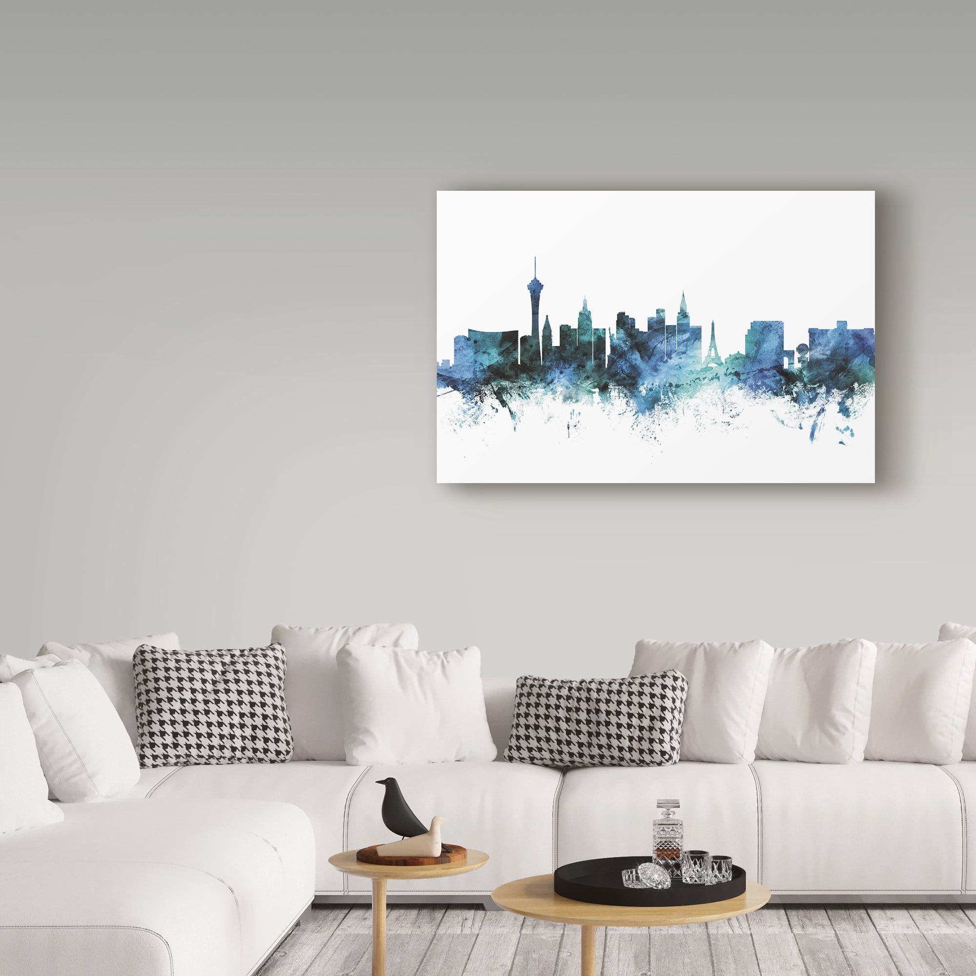 Trademark Fine Art 'Las Vegas Nevada Blue Teal Skyline' Canvas Art by Michael Tompsett