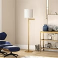 thumbnail image 2 of Pemberly Row Handcrafted Contemporary 23" Brass Metal/Fabric Floor Lamp, 2 of 10