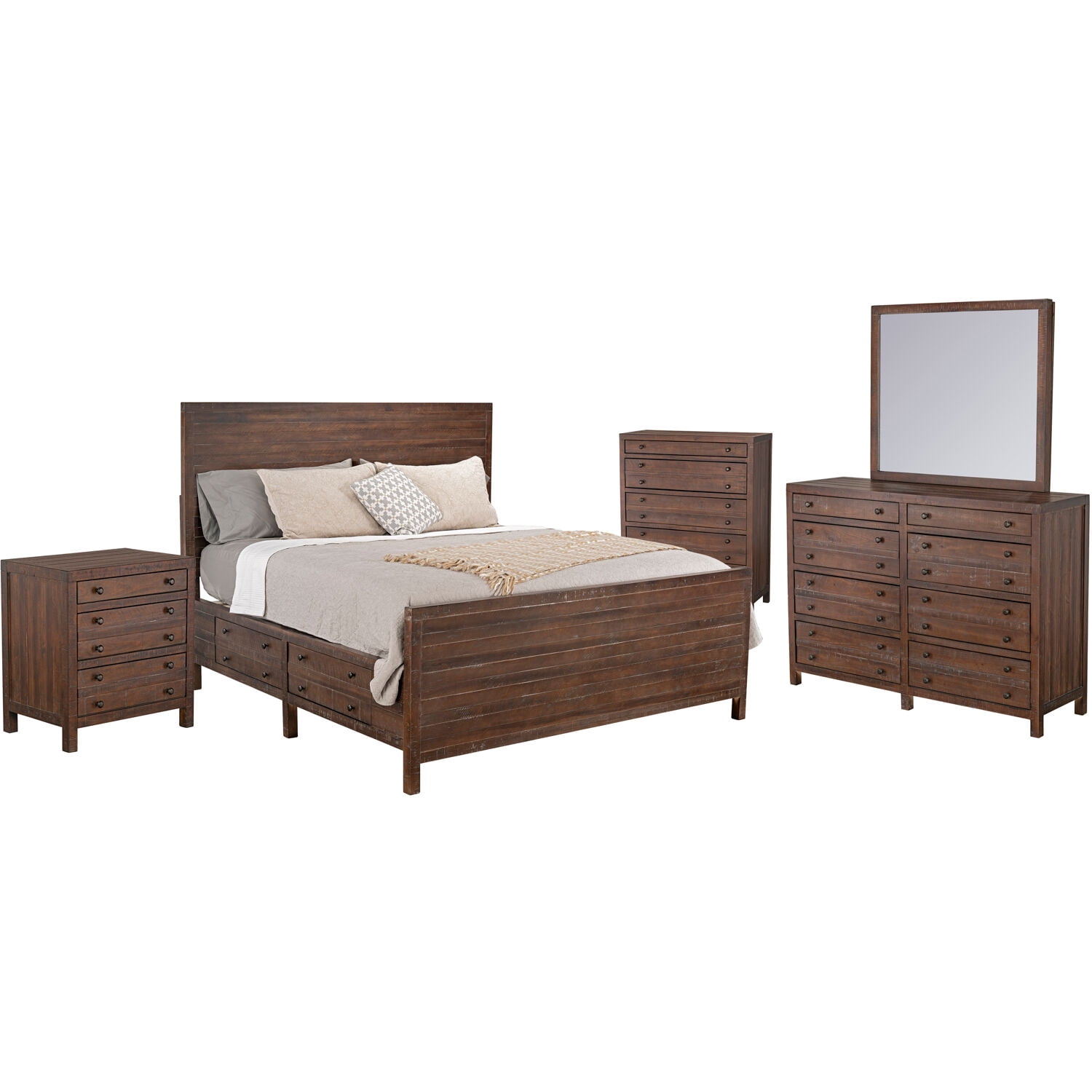 Cambridge Laurel Storage 5Piece Bedroom Suite King Bed Frame, Dresser