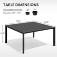 thumbnail image 3 of Crestlive Products 57" Square Aluminum Patio Dining Table for 4–8 Persons, Outdoor Dining Table with Adjustable Umbrella Hole, Black, 3 of 8