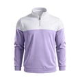 thumbnail image 5 of Men's Casual Pullover Sweatshirt Polyester Solid Patchwork Zipper Standing Collar Long Sleeve Comfort Stretch Fashion | Zenithor,Purple 3XL, 5 of 9