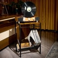 thumbnail image 3 of Record Player Holder With Vinyl Storage, Vinyl Organizer For 100 Lps, Metal Record Player Holder For Turntables, Albums, Books And Magazines, 3 of 7