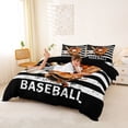 thumbnail image 2 of Castle Fairy Baseball Glove Bat Duvet Cover King, Vintage USA Flag King Bedding, Brown Black,Black Reversible,3 Pieces,1 Duvet Cover and 2 Pillowcases, 2 of 6
