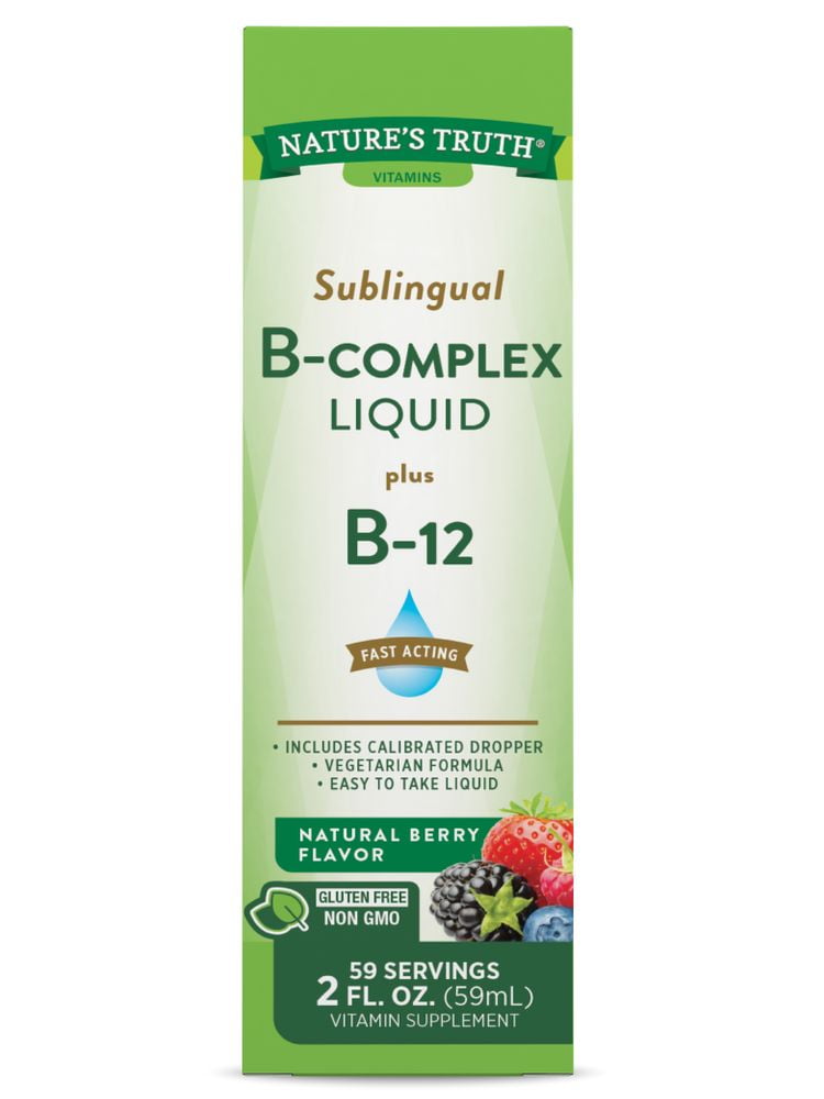Vitamin B Complex Siblingual Liquid | 2oz | Natural Berry Flavor | Vegetarian, Non-GMO & Gluten Free | By Nature's Truth