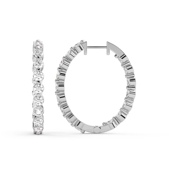 Lab Diamond Hoop Earring | 6 Carat IGI Certified Round Shape Rylee Hoop Earrings | 14K White Gold | Prong Setting FG-VS1-VS2 Quality | Friendly Diamonds