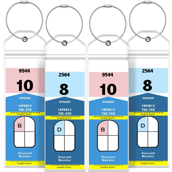 GreatShield 4 Pack Cruise Luggage Tag Holder, Premium Zip Seal Weather Resistant Clear PVC Plastic Pouch With Steel Loops, Cruise Ship Essentials For Royal Caribbean & Celebrity Cruises Travel