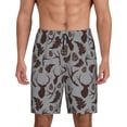thumbnail image 1 of Balery Brown Moose with Pinecones Pantalones cortos de pijama de punto de algodón para hombre con cinturilla y bolsillos-X-Large, 1 of 6