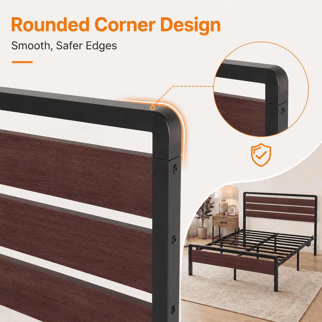 Zimtown Full Platform Bed Frame with 12-Inch Under-Bed Storage, LED Lighted Headboard & Footboard, Modern Apartment Bedroom,Rustic Red Brown