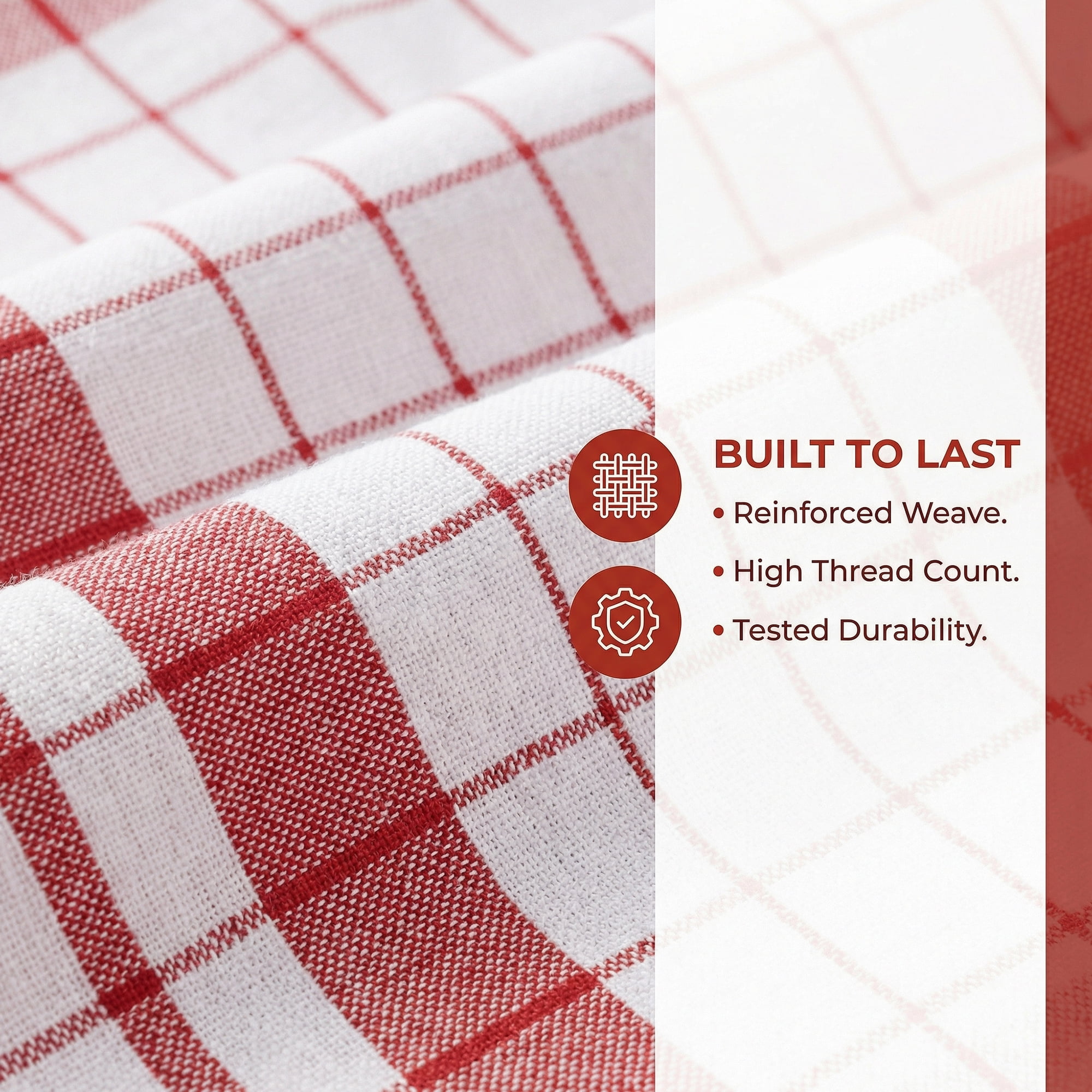 Unique Bargains 2Pcs Plaid Absorbent Quick-Drying Kitchen Towels Red 28" x 16"
