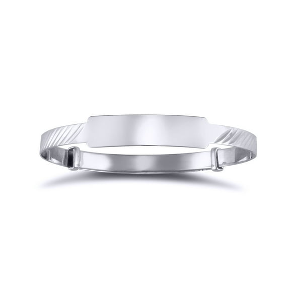 Solid 9ct White Gold Jewelco London Ribbed ID 3mm Expanding Baby Bangle Bracelet