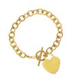 thumbnail image 1 of 14k Yellow Gold Chain Link Heart Bracelet, 7.50", 1 of 1