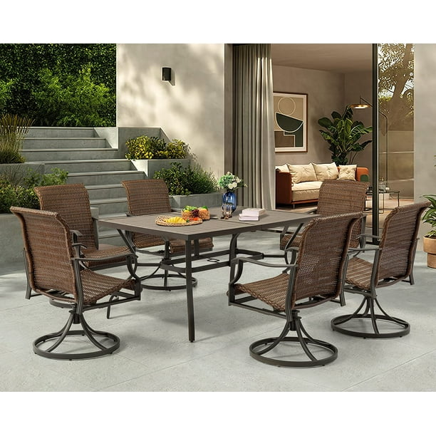 Yoleny 7-Piece Outdoor Patio Dining Set with 60'' Rectangular Metal