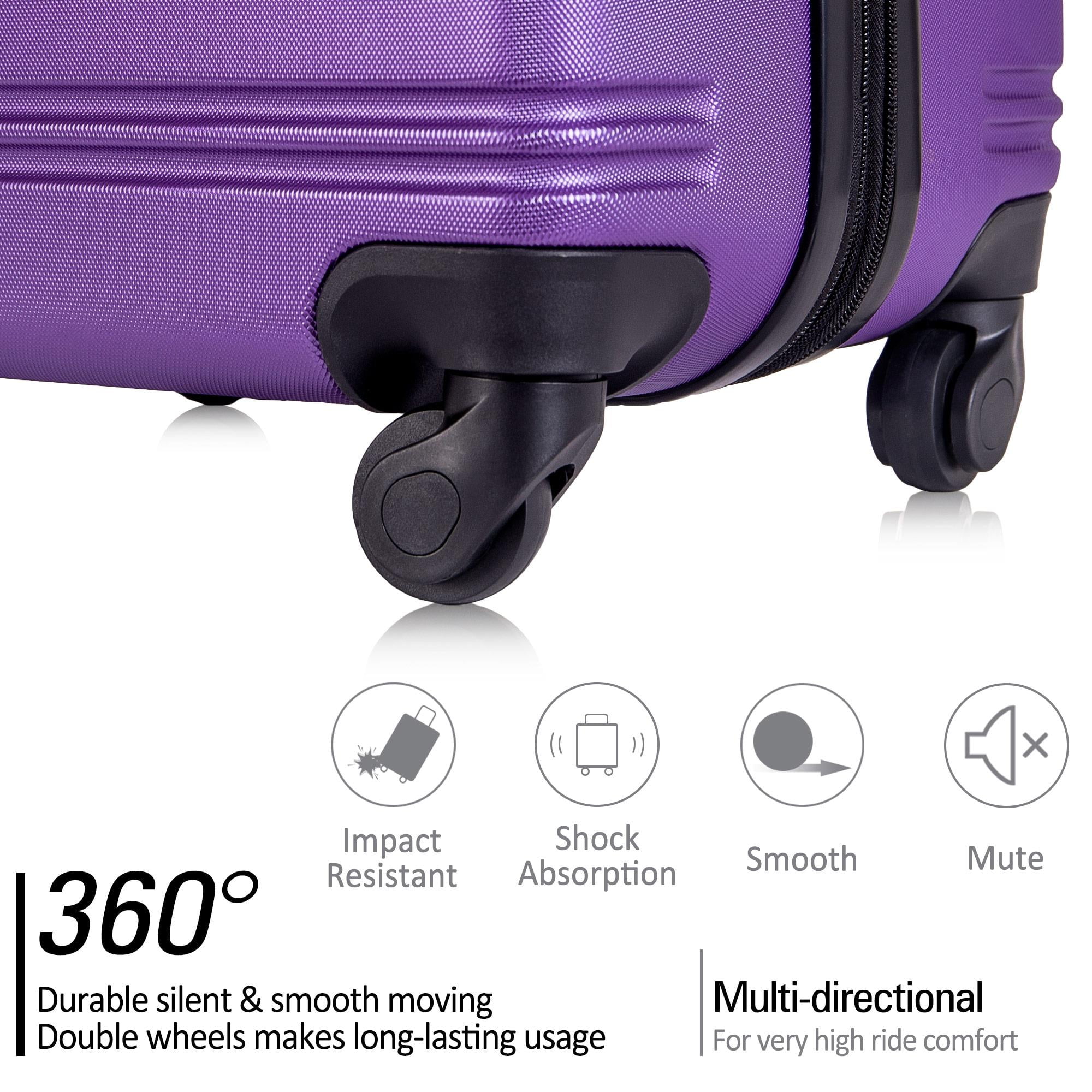 BaytoCare 3 Piece 20/24/28" Luggage Set Travel ABS Bag TSA Lock Trolley Carry On Suitcase Purple