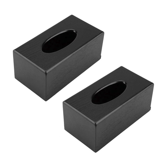 2X Caja de PañUelos Caja de PañUelos de Madera Rectangular Caja de PañUelos de Madera de Elegancia Natural