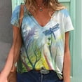 thumbnail image 1 of ICHUANYI Clearance Fashion Woman Causal V-Neck Vintage Love Printing Blouse Short Sleeve T-Shirt Summer Tops(Yellow, XXL) ICHUANYI WER2023081112765, 1 of 5
