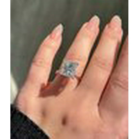 Princess Cut Lab Created Diamond Women's Engagement Ring 14K White Gold Plated