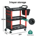 thumbnail image 3 of 3 Tier Auto Detailing Cart with Wheels, Heavy Duty Rolling Tool Utility Cart with Bucket Panel and Hanging Boards, 200Lbs Load Capacity, 3 of 6