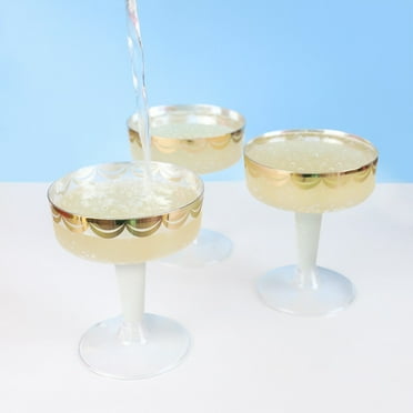 Packed Party "Pop The Champagne " 5.5 OZ Clear Plastic Champagne Coupe Set, 6 CT