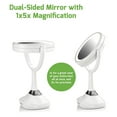 thumbnail image 3 of Ovente Lighted Vanity Mirror, Table Top, 360 Degree Spinning 6'' Double Sided Circle LED 1X 5X Magnifier with MP3 Audio, Wireless Speaker, Rechargeable, USB Operated, White, MRT06W1X5X, 3 of 11