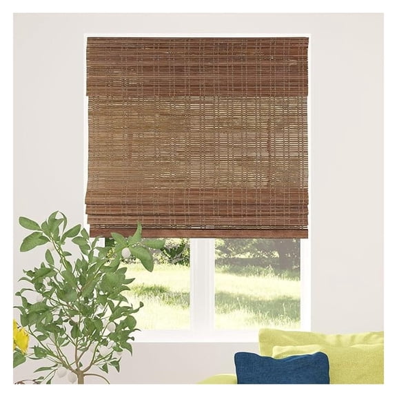 Cordless Bamboo Shade Blind, Light Filtering, 34.5" W x 64" H, Ceylon Chestnut