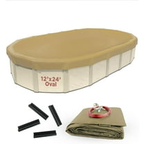 Buffalo Blizzard Supreme Plus Tan/Silver Oval Winter Swimming Pool Cover with Cover Clips, 12' x 24'
