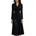 thumbnail image 2 of Aimik Women's Double Breasted Long Blazer Dress Lapel Collar Work Office Slim Fit Formal Midi Coat Dress, 2 of 6