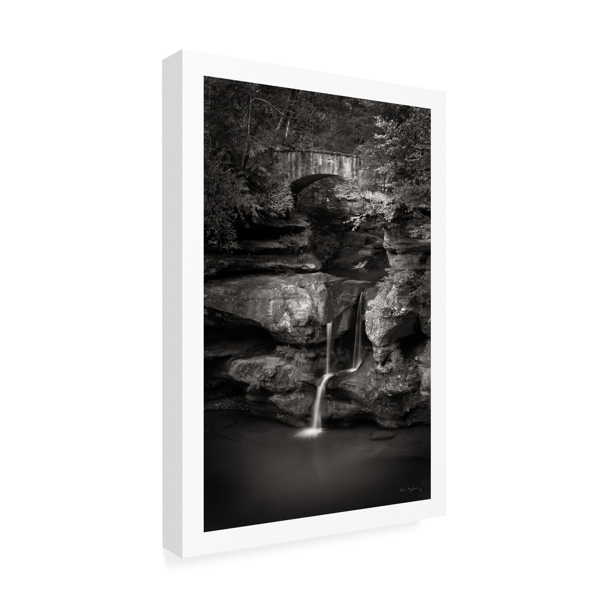 Trademark Fine Art 'Upper Falls Old Mans Cave BW' Canvas Art by Alan Majchrowicz