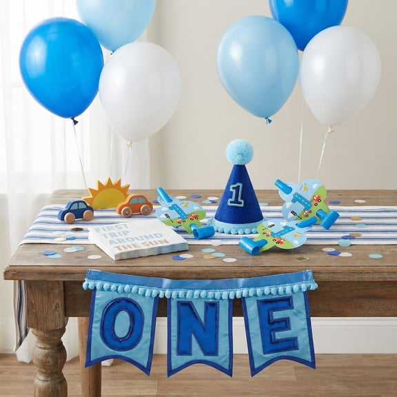 Amscan My First Birthday Boy Party Kit with Decorations and Tableware, 1 Count
