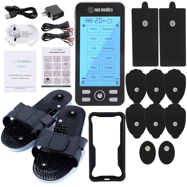 Estimulador muscular Tens Unit con 24 modos de masaje, masajeador electrónico de pulso, recargable, para fascitis plantar, codo de tenista, síndrome del túnel carpiano, artritis, bursitis y tendinitis