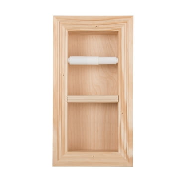 Boreas Recessed Solid Wood Double Toilet Paper Holder 7 x 14.5 - Unfinished