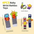thumbnail image 2 of Wrist Rattles Baby Socks Baby Toys Set Soft Sensory Toys for Babies Cartoon Animal Rattles Sock Early Development Toy Baby Shower Birth Gift for Newborn Infant Baby Boy Girl 0 to 3 Years Old, 2 of 6