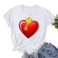 thumbnail image 2 of asdoklhq Women's V-Day Tees Women's Lover Printed T-shirt Round Neck Short Sleeved White M, 2 of 3