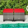 thumbnail image 4 of LEIYY 2 Pieces Patio Rattan Ottomans, Outdoor Wicker Footstool Footrest Seat with Soft Cushions and Steel Frame, All-Weather Patio Ottoman Set for Backyard Garden Poolside,Mix Grey + Red, 4 of 11