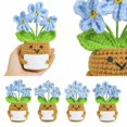 thumbnail image 3 of Handmade Crochet Blue Forget-Me-Not Potted Plant Figurine, Positive Crochet, Emotional Support Crochet, Cute Desk Decor, 3.5X2X4.75 Inch Small Yarn Flower Pot Ornament with, 3 of 3