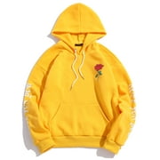 Zaful Colts Hoodies for Men Rose Letter Graphic Fleece Pullover Hoodie Yellow 2XL