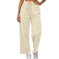 thumbnail image 2 of Njagoc3 Sweatpants for Women High Waist Drawstring Button down Front Straight Wide Leg Trousers with Pockets Comfortable Soft Stretchy Fabric for Casual Daily Wear Workout, 2 of 6