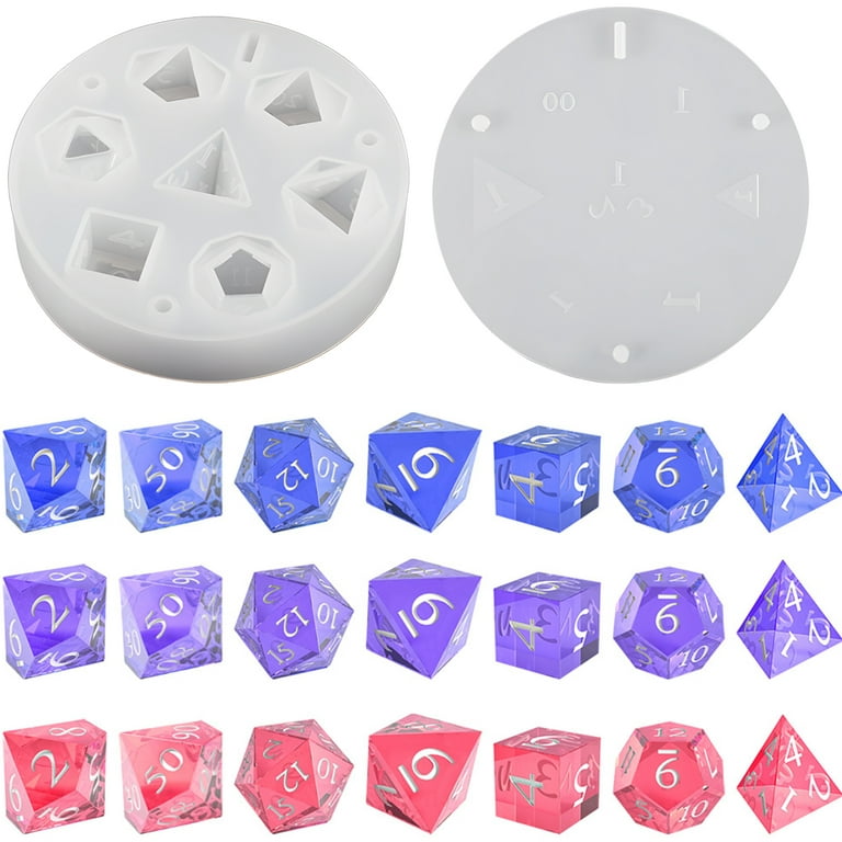 2Pcs Silicone Dice Moulds 7 Shapes Resin Dice Mould Set Easy to Release  Dice Casting Mold High Toughness Polyhedral Dice Mold Reusable Sharp Edge  Dice