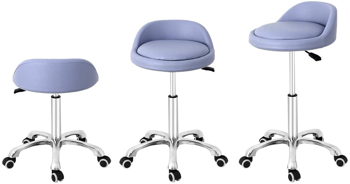 Extra Large Seat, Purple Salon Office and Home Grace & Grace Professional Gilder Series with Backrest Comfortable Seat Rolling Swivel Pneumatic Adjustable Heavy Duty Stool for Shop 