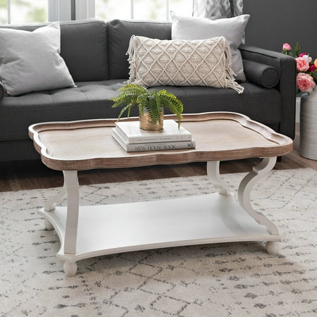 COZAYH Rustic Farmhouse Cottagecore Coffee Table  Natural Tray Top Sofa Table for Family  Dinning or Living Room  Small Spaces  Handcrafted Finish  Modern  40  L x 22  W x 19  H