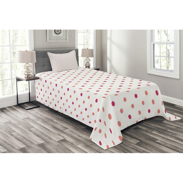 Coral Bedspread Set, Classical Retro Style Soft Colored ...