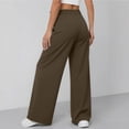 thumbnail image 5 of Women's High Waist Pleated Wide Leg Dress Pants Solid Color Flowy Loose Straight Suit Trousers with Pockets Business office Casual Pants Coffee, 5 of 5
