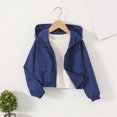 thumbnail image 4 of zuwimk Girls Athletic Zip-Up Jacket Long Sleeve Lightweight Riding Jacket with Pockets(12-14 Years,Navy), 4 of 5